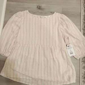 NWOT Time and Tru Striped Peplum Blouse